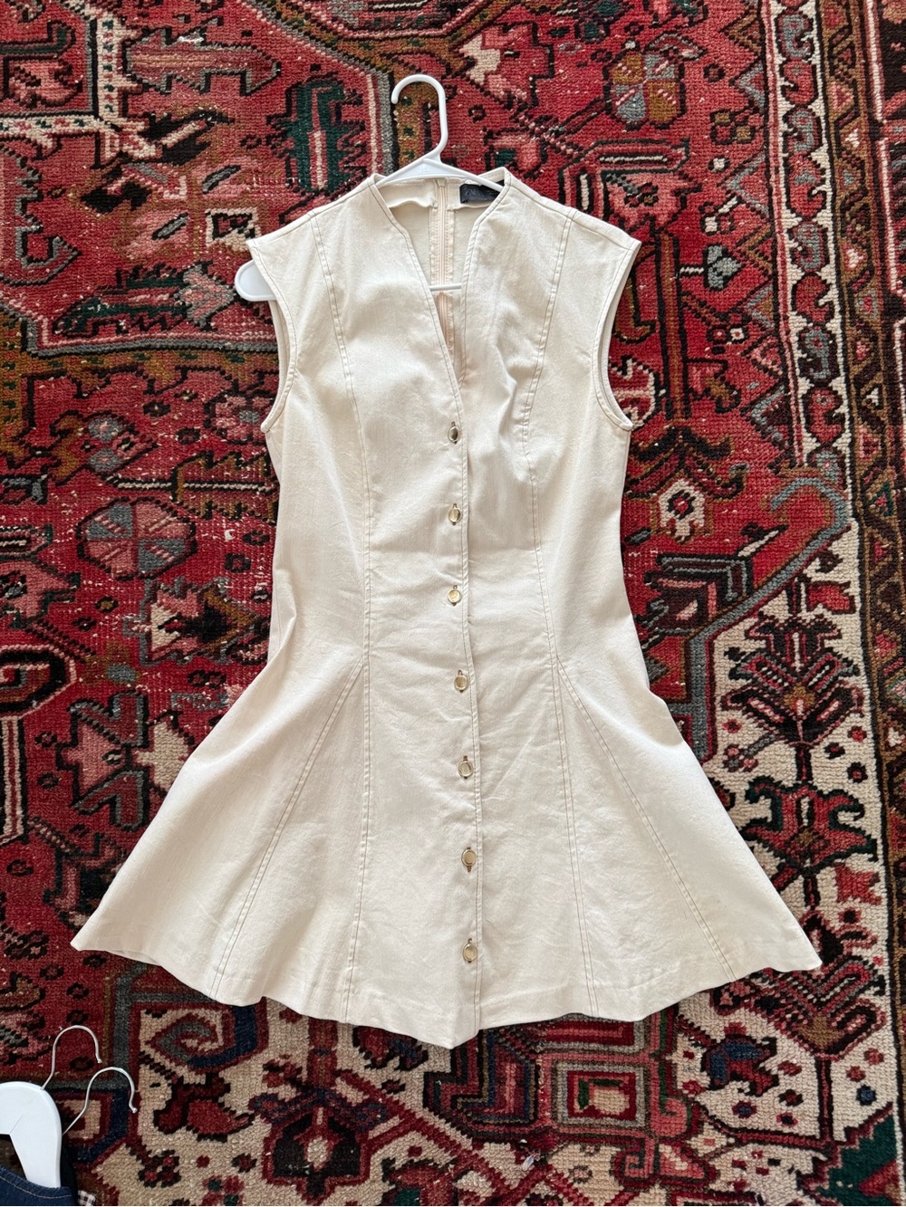 Zara Cream Button-Front Fit & Flare Sleeveless Dress
